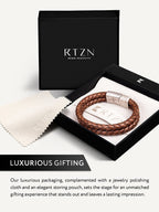 Double Brown Braided Leather Bracelet