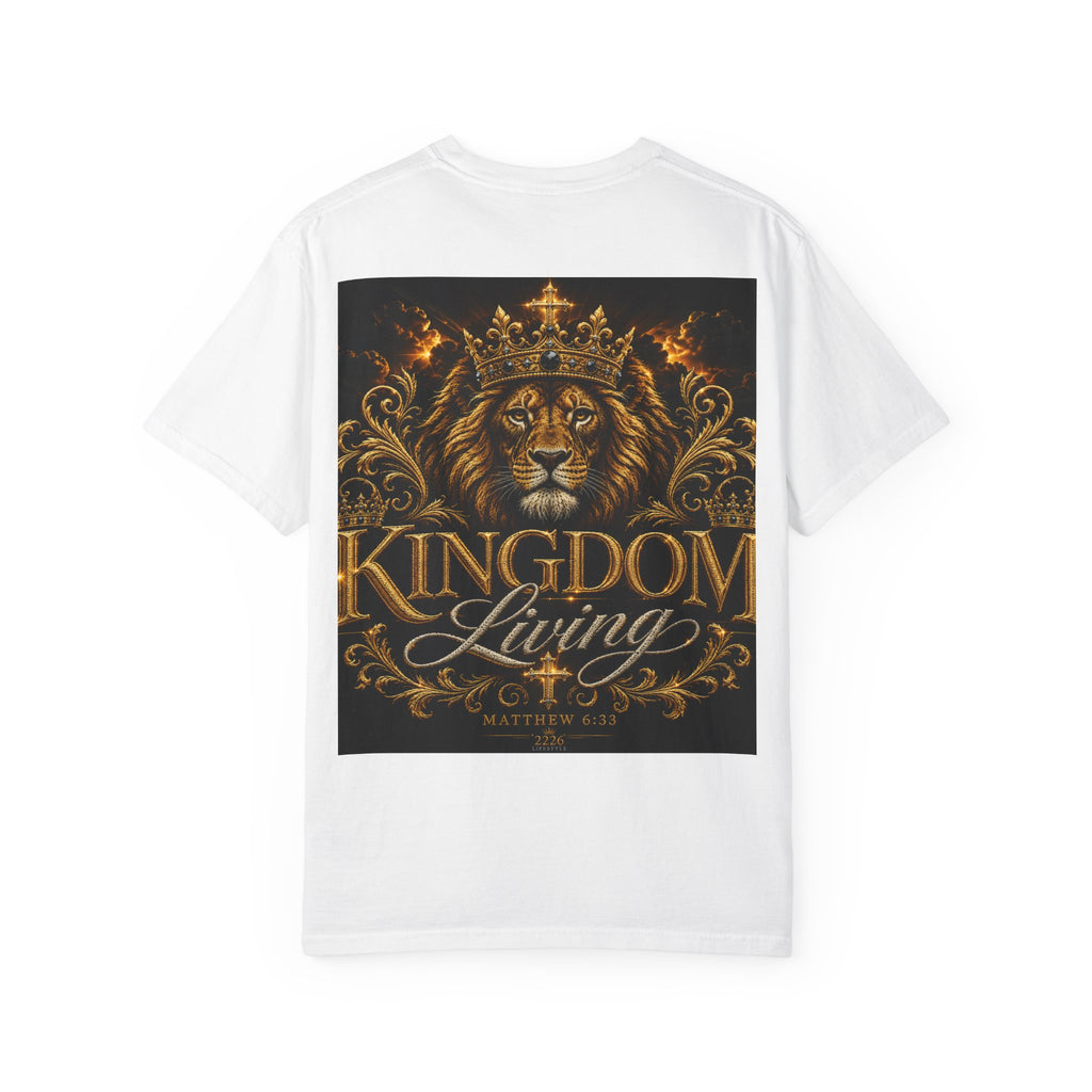 JC & Cross Kingdom Living Lion T-Shirt — Christian Faith Crown Graphic Tee
