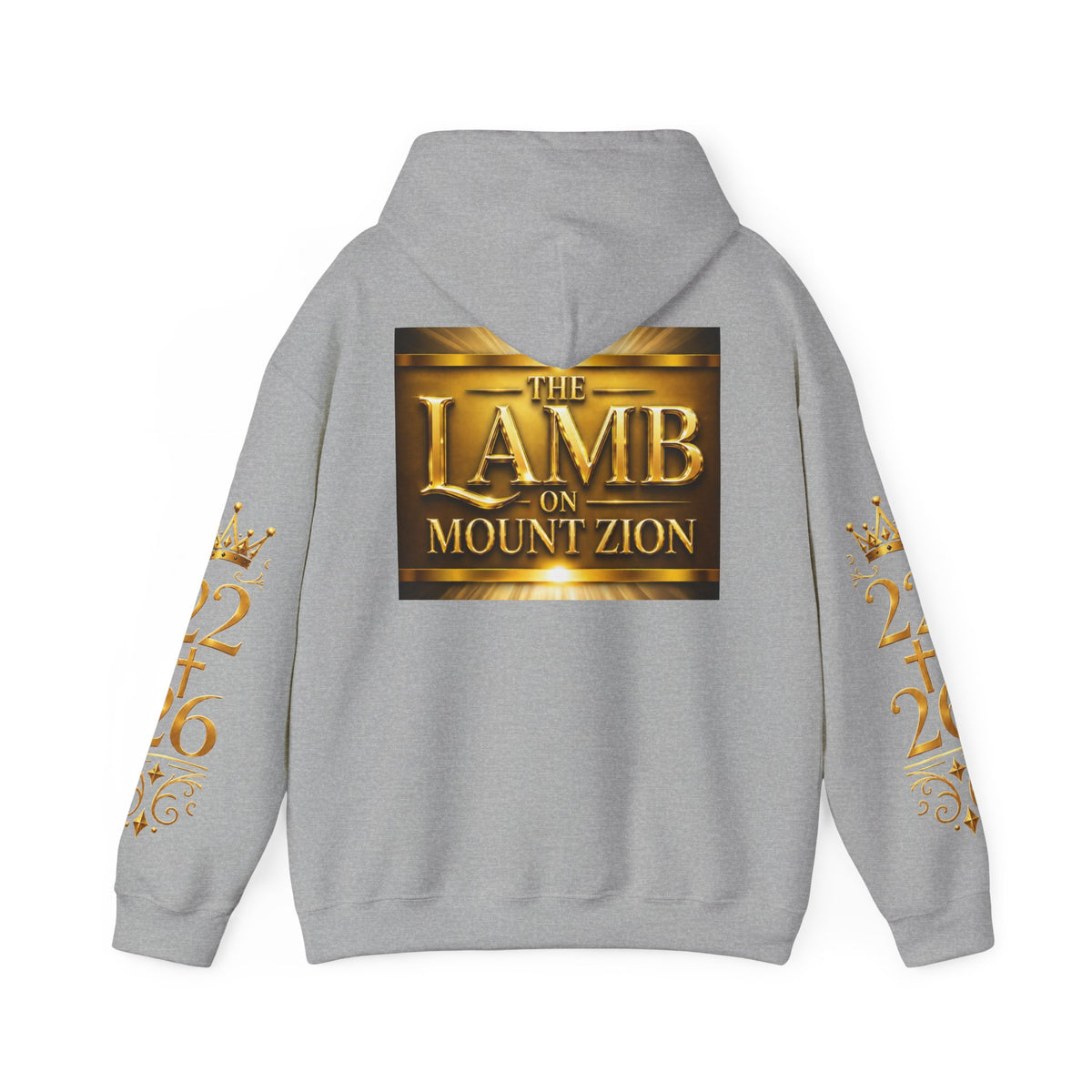Religious Hoodie - "The Lamb on Mount Zion" Gold Faith Sweatshirt