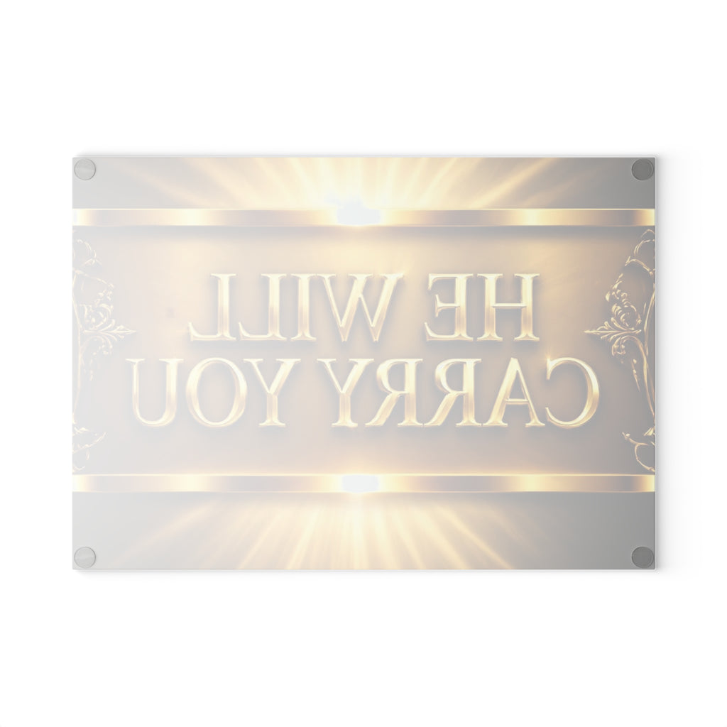 He Will Carry You Glass Cutting Board - Inspirational Religious Kitchen Decor