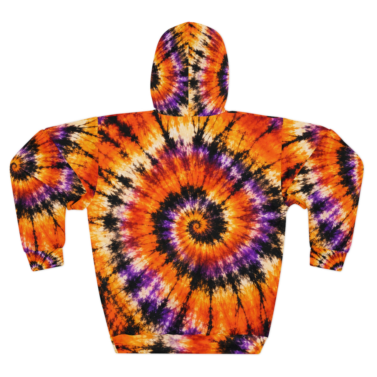 Tie-Dye Spiral Hoodie — Orange Purple Halloween Pullover