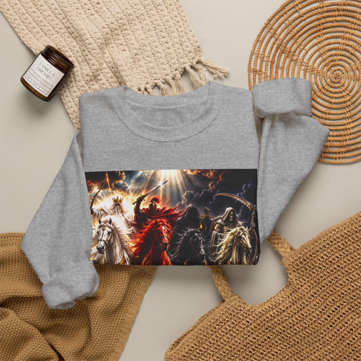 Revelation 6 Four Horsemen Sweatshirt — 2226 Apocalyptic Graphic Crewneck