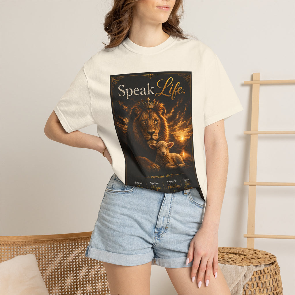 Kingdom Living Lion T-Shirt — "Speak Life" Christian Faith Graphic Tee