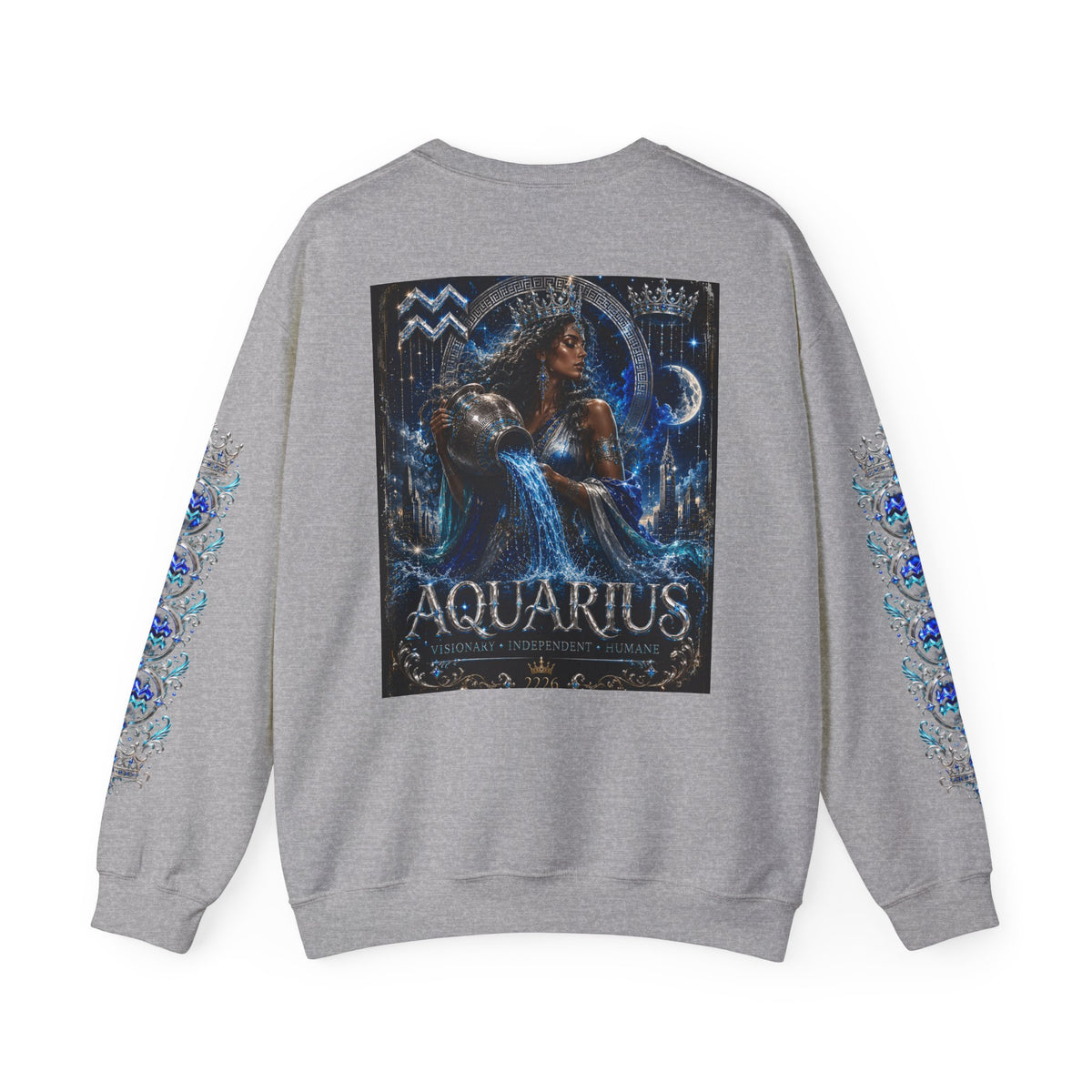 Aquarius Crewneck Sweatshirt — Zodiac Water-Bearer Astrology Pullover
