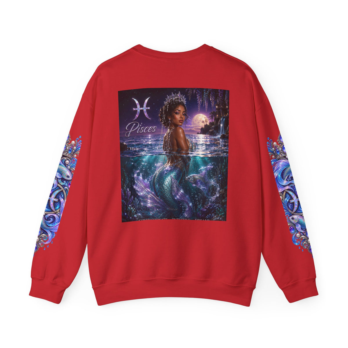 Pisces Mermaid Crewneck Sweatshirt — Zodiac Astrology Graphic Sweater