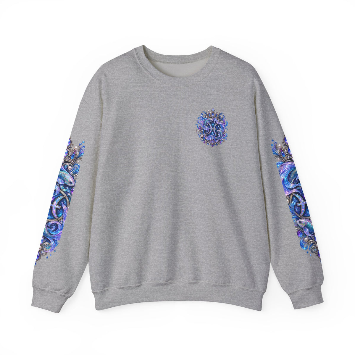 Pisces Shark Zodiac Crewneck Sweatshirt — Mystical Ocean Astrology Pullover