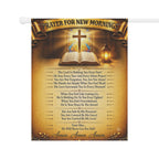 Garden Flag — "Prayer For New Mornings" Inspirational Garden Banner with Cross & Psalm Text