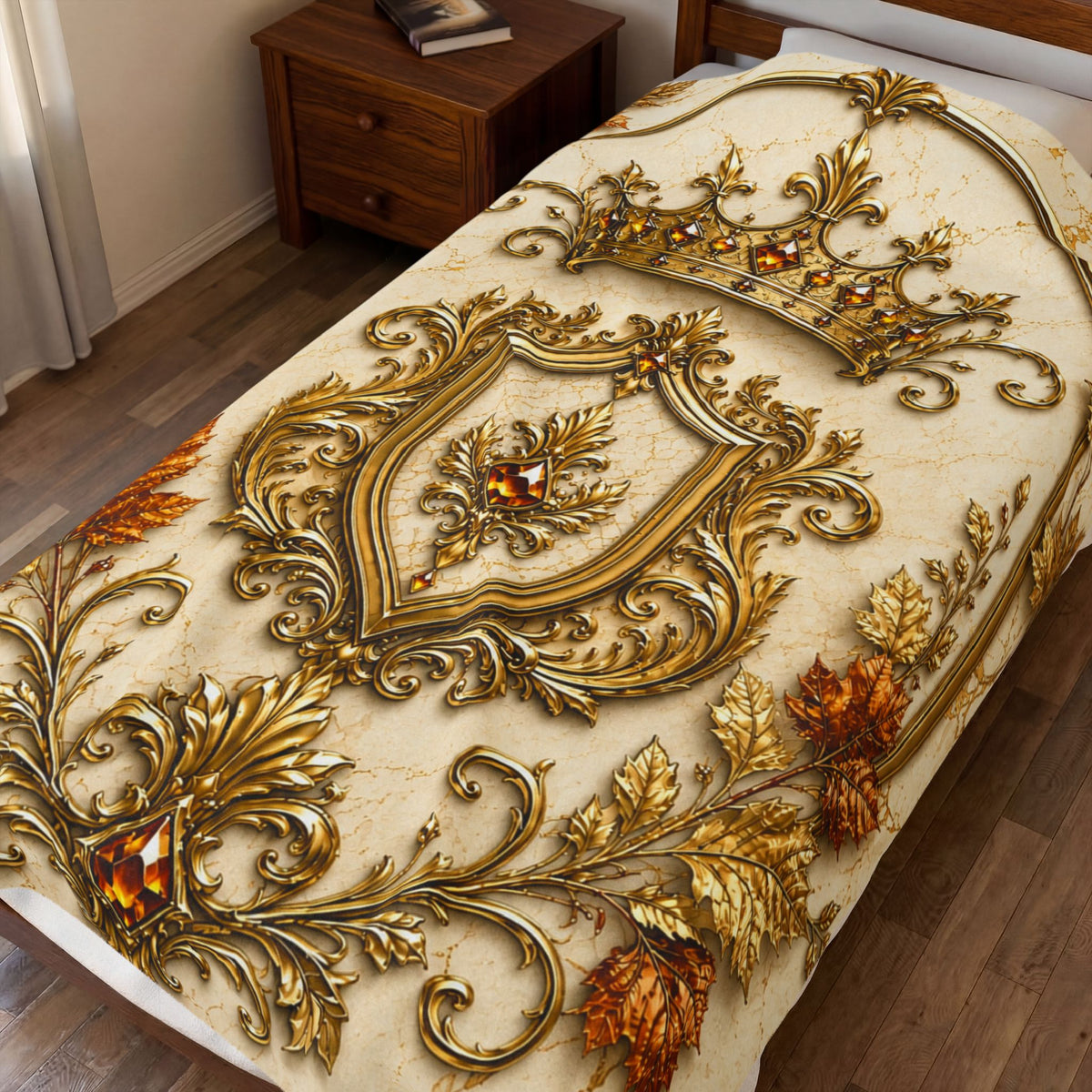 Royal Autumn Crest Velveteen Plush Blanket