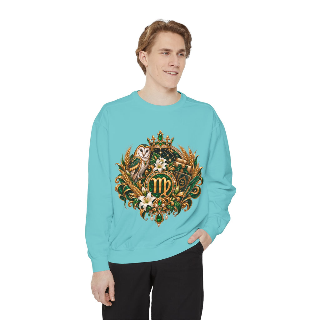 Virgo Sweatshirt — Zodiac Owl Virgo Symbol Crewneck