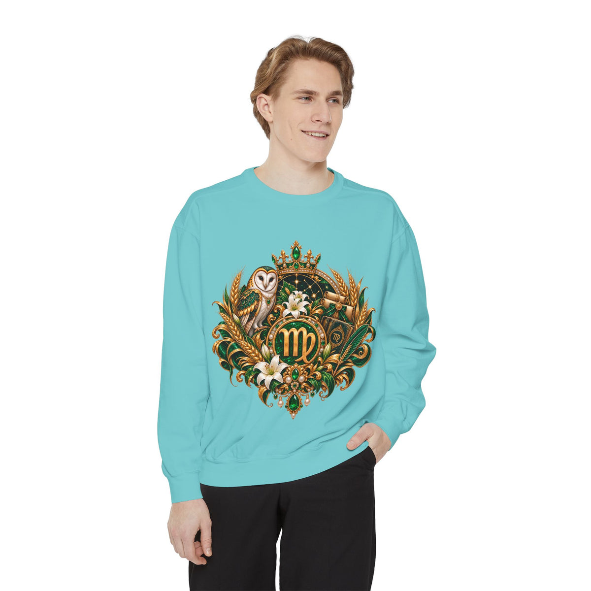 Virgo Sweatshirt — Zodiac Owl Virgo Symbol Crewneck