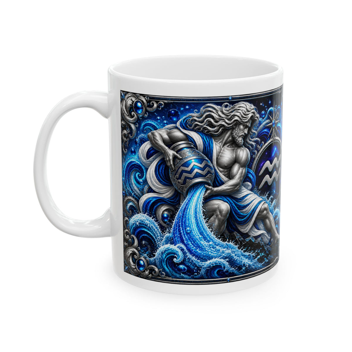 Aquarius Zodiac Ceramic Mug — Astrology Gift (11oz/15oz)