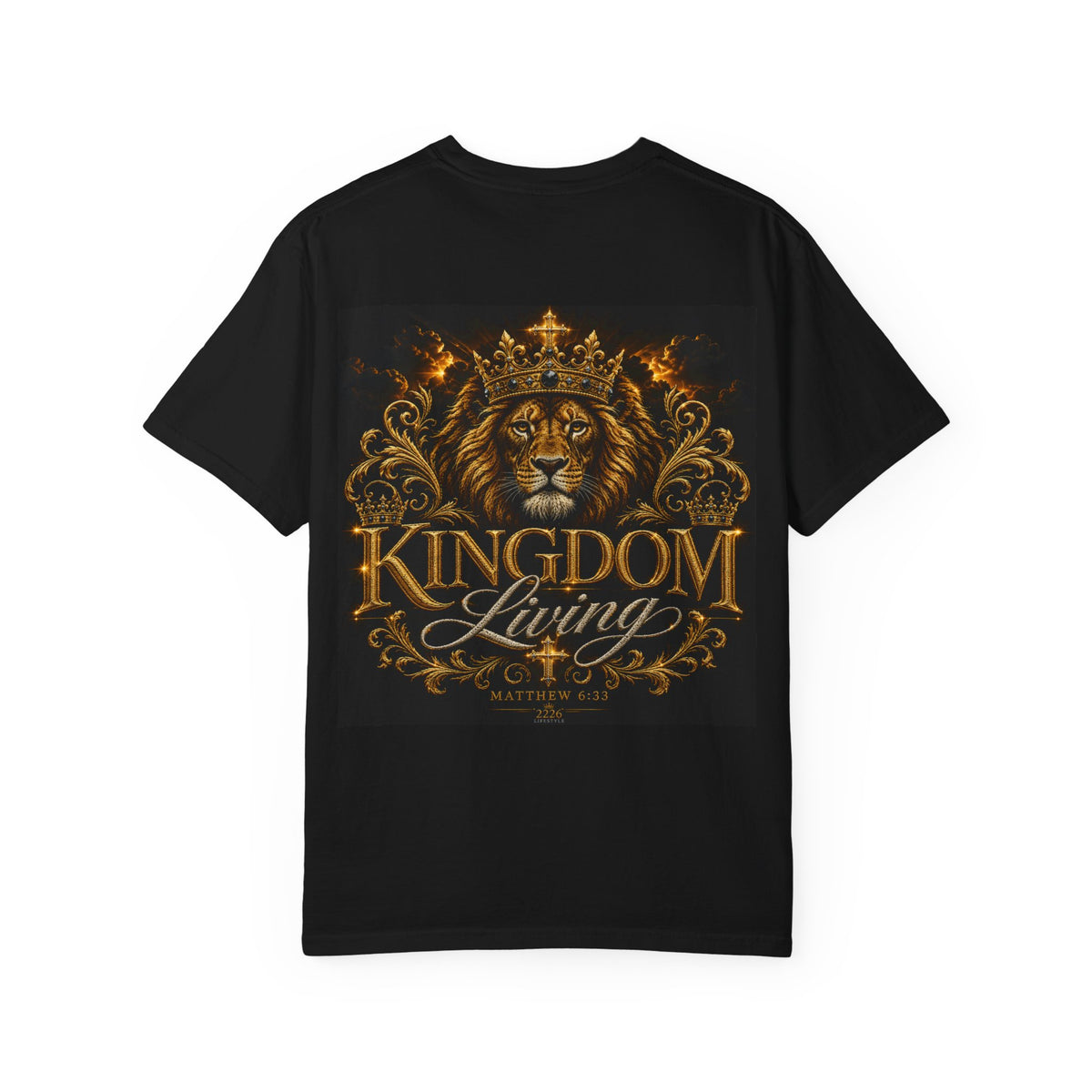 Kingdom Living Lion T-Shirt — Crowned Lion Faith Design (Matthew 6:33)