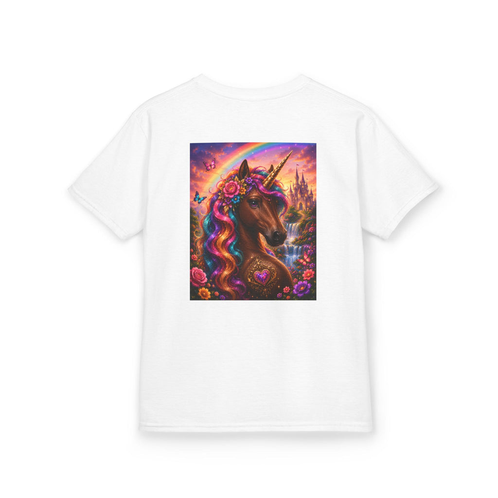 Kids Brown Unicorn Tee — Rainbow Fantasy Magical Horse Shirt