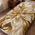 Golden Floral Velveteen Plush Blanket — Luxurious Soft Throw for Home, Gifts & Holidays