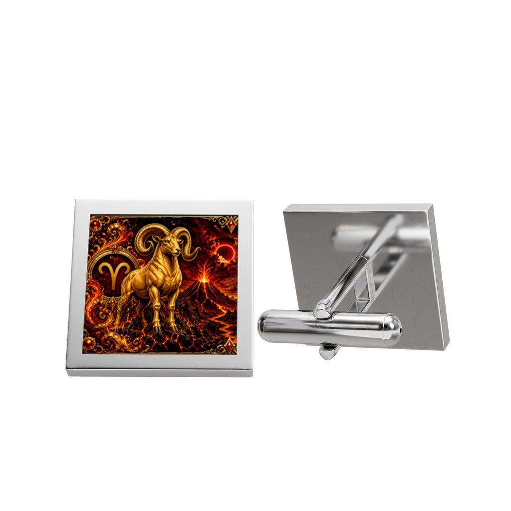 Gold Aries Zodiac Cufflinks — Astrological Ram Sign Jewelry