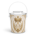 Regal Gold Crown Ice Bucket with Tongs — Vintage Ornate Bar Accessory