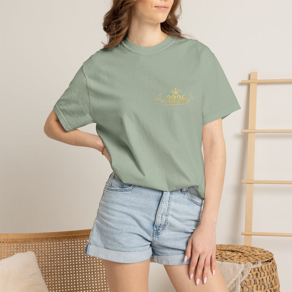 2226 Minimalist Chest Logo Tee — Subtle Gold Graphic T-Shirt