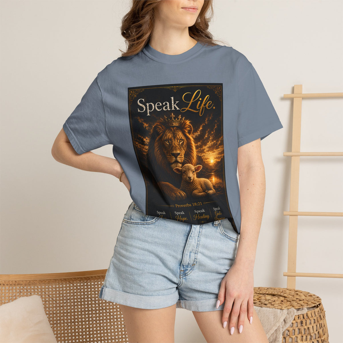 Kingdom Living Lion T-Shirt — "Speak Life" Christian Faith Graphic Tee