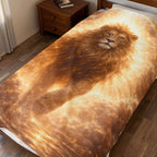 Lion of Light Velveteen Plush Blanket — Golden Majestic Lion Throw for Bedroom & Gifts