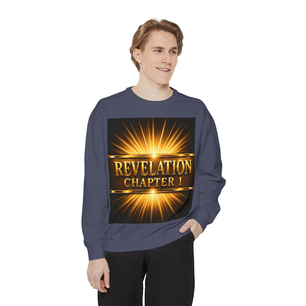 Revelation Chapter 1 Sweatshirt — Golden Christ Return Religious Crewneck