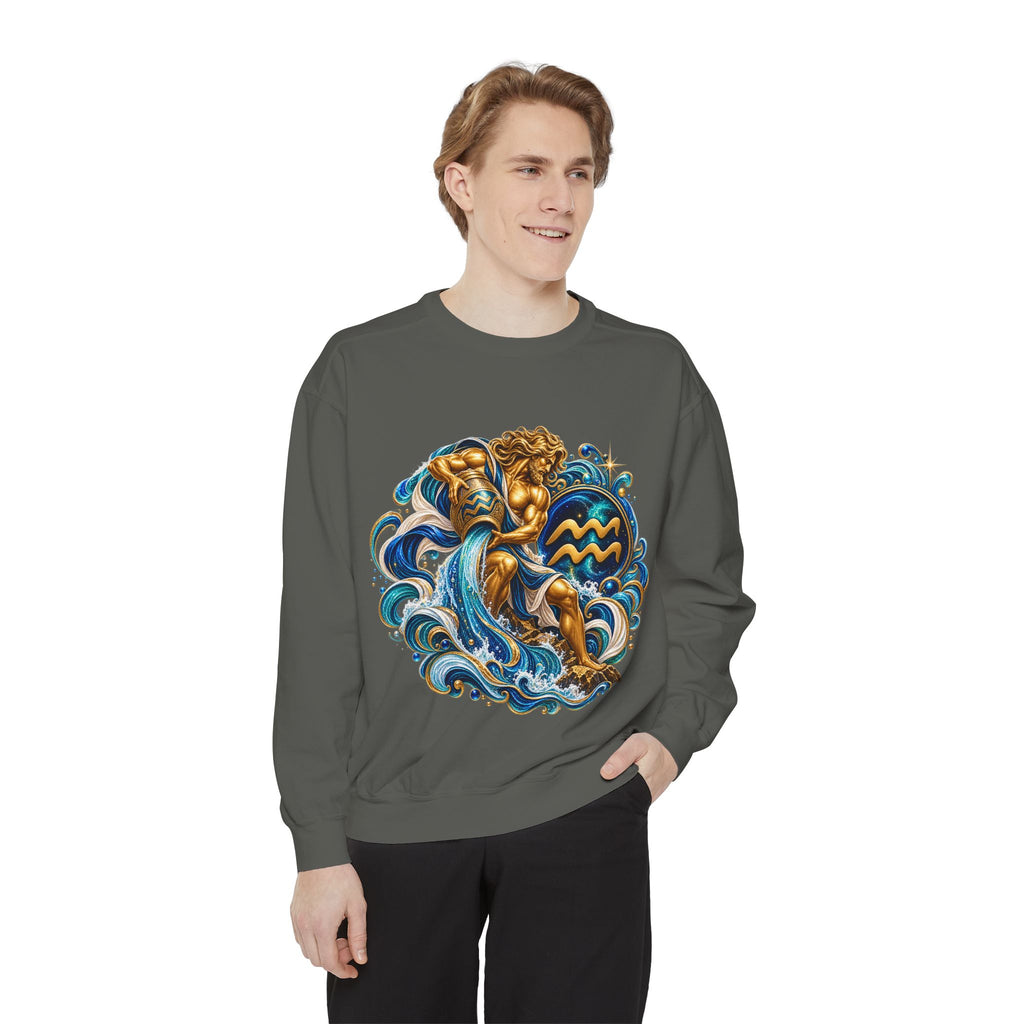 Aquarius Zodiac Sweatshirt — Water Bearer Astrology Graphic Crewneck