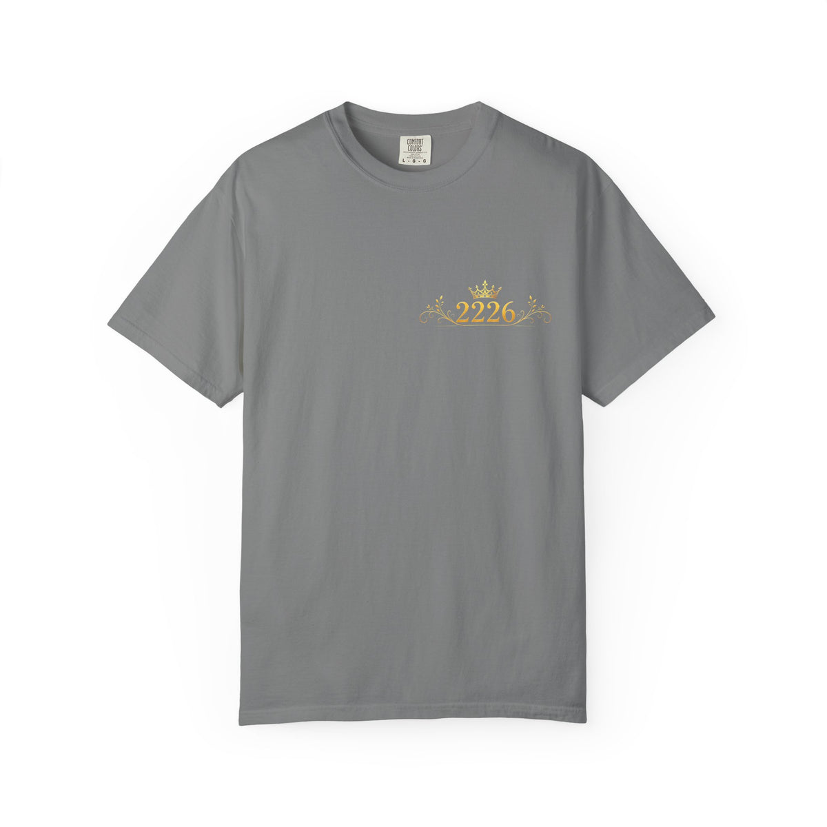 2226 Minimalist Chest Logo Tee — Subtle Gold Graphic T-Shirt