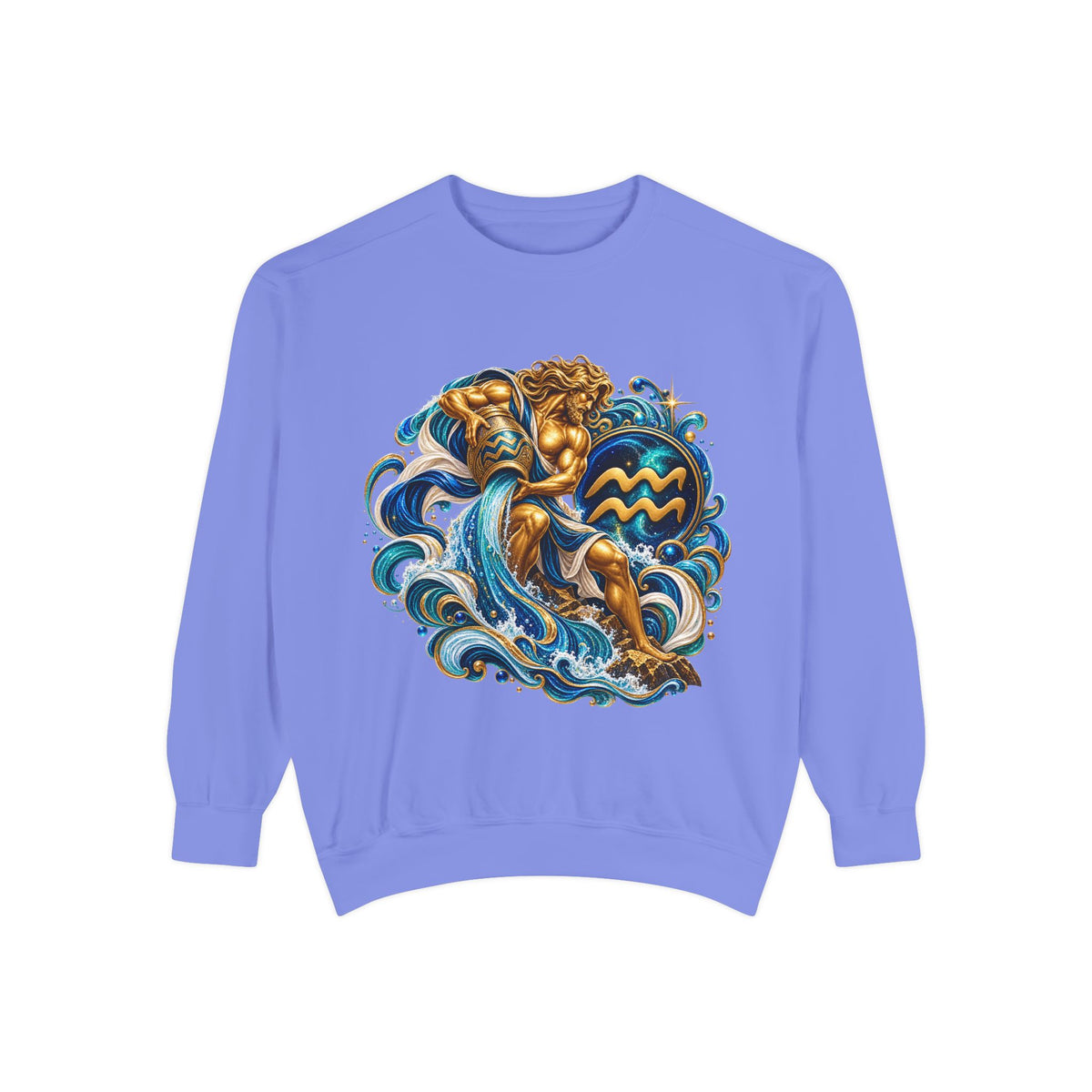 Aquarius Zodiac Sweatshirt — Water Bearer Astrology Graphic Crewneck