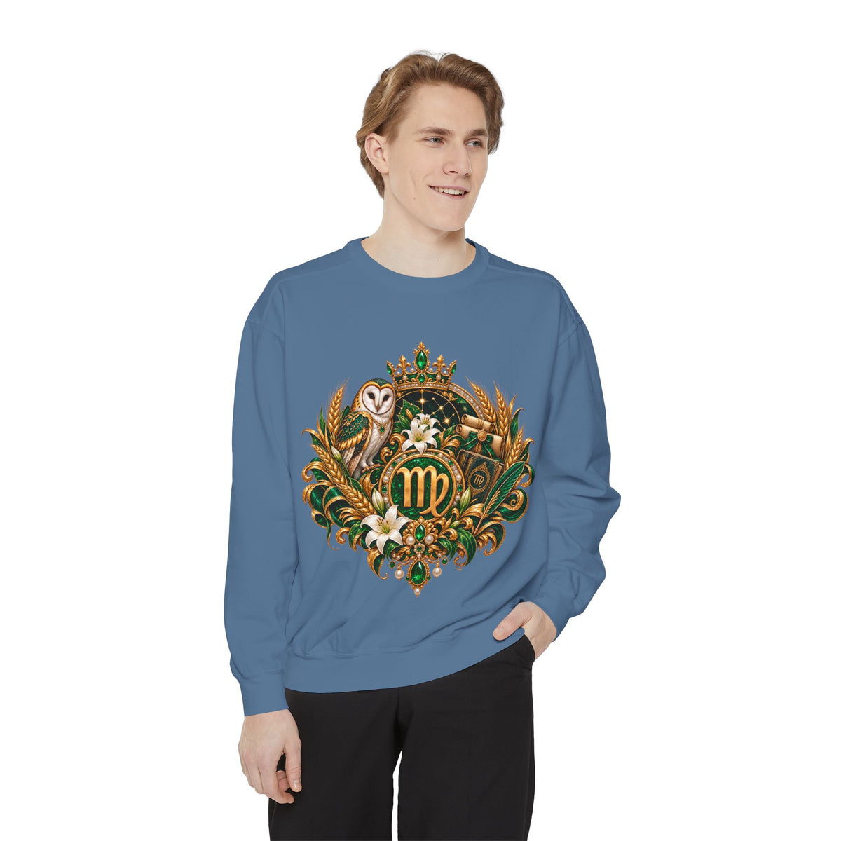 Virgo Sweatshirt — Zodiac Owl Virgo Symbol Crewneck