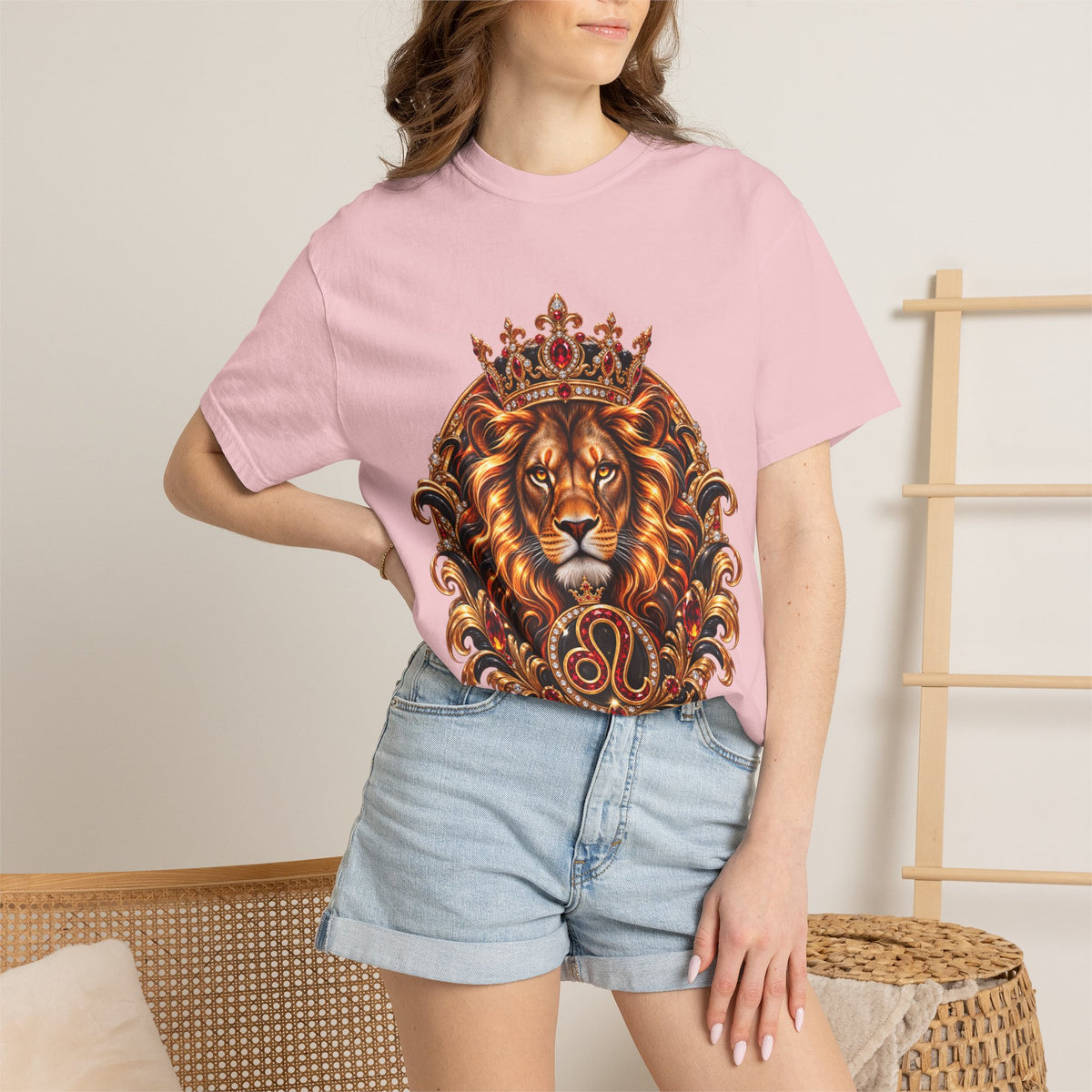 Leo Zodiac Lion T-Shirt — Regal Crowned Lion Astrology Tee