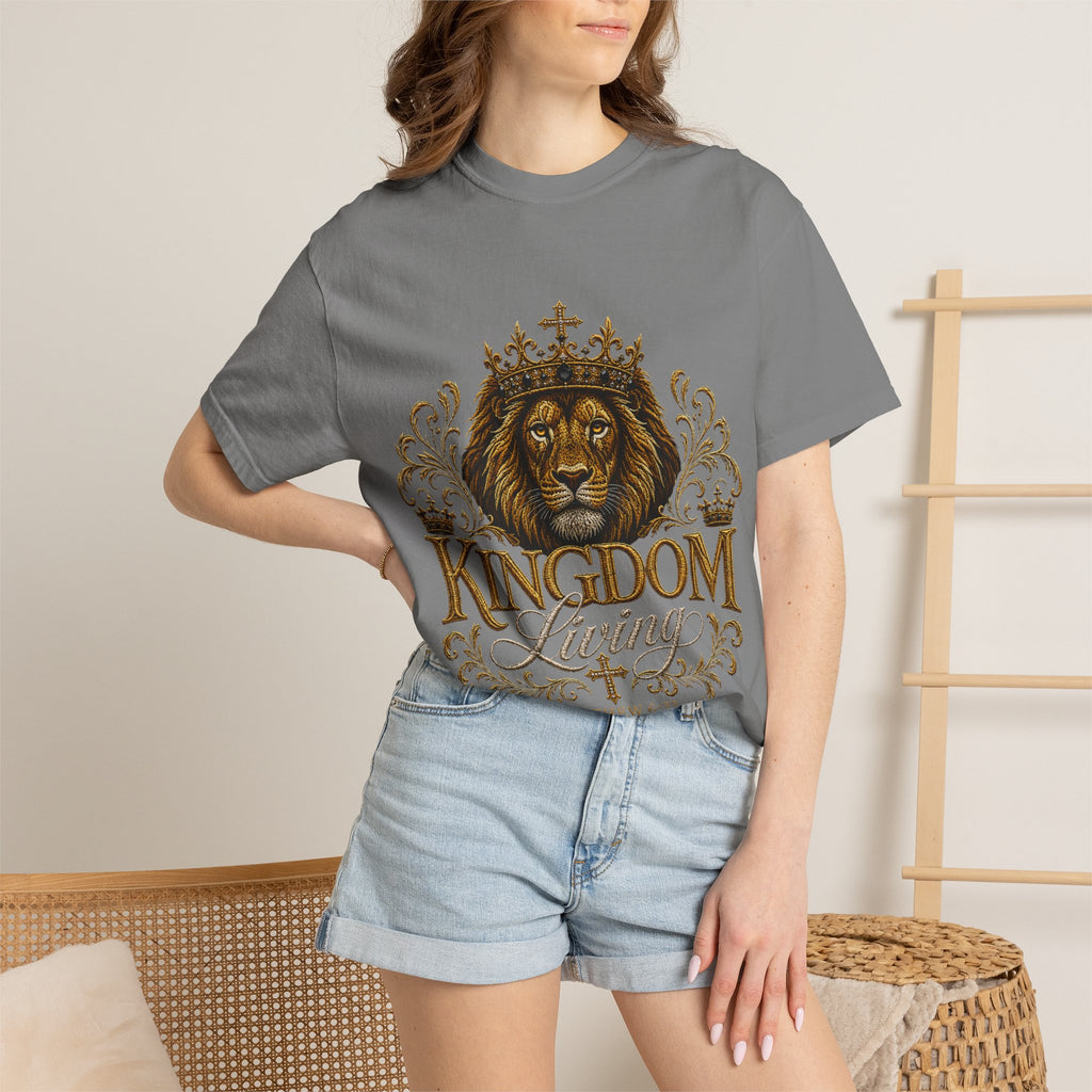 Kingdom Living Lion T-Shirt — Inspirational Christian Cross Floral Tee