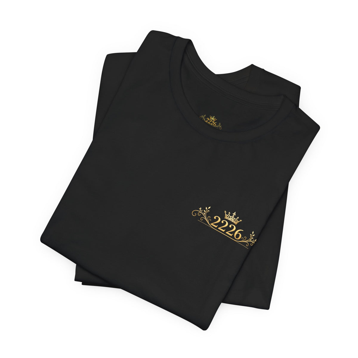 White Crown Logo Tee — Small Gold Crown Chest & Sleeve Graphic