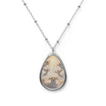 Angel Wings Oval Pendant Necklace — Teardrop Religious Memorial Jewelry
