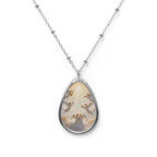 Angel Wings Oval Pendant Necklace — Teardrop Religious Memorial Jewelry