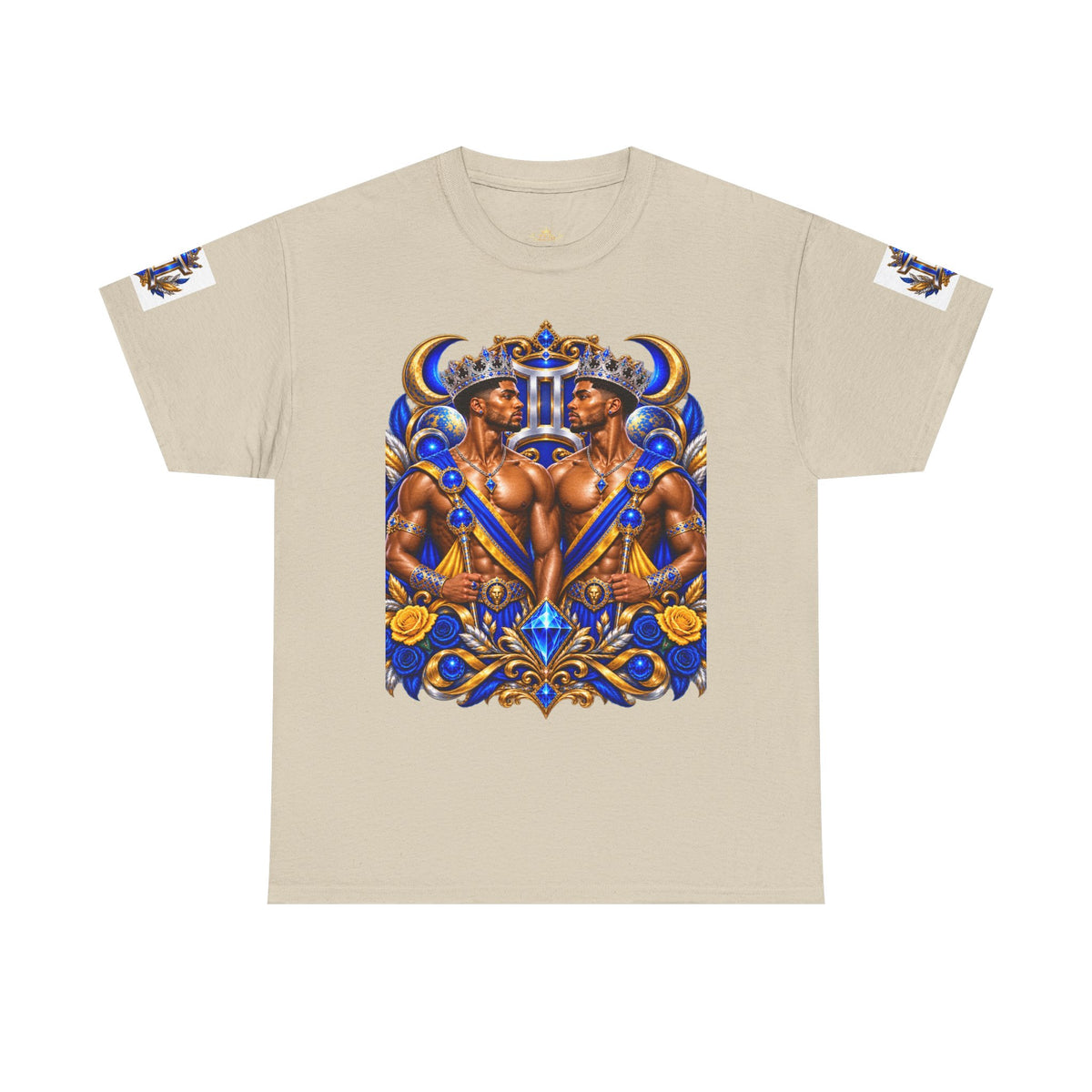 Gemini Zodiac Tee — Bold Royal Twin Astrology T‑Shirt