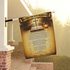 Garden Flag — "Prayer For New Mornings" Inspirational Garden Banner with Cross & Psalm Text