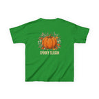 Kids Halloween Tee — Cute Ghost Holding Pumpkin "Spooky Season"