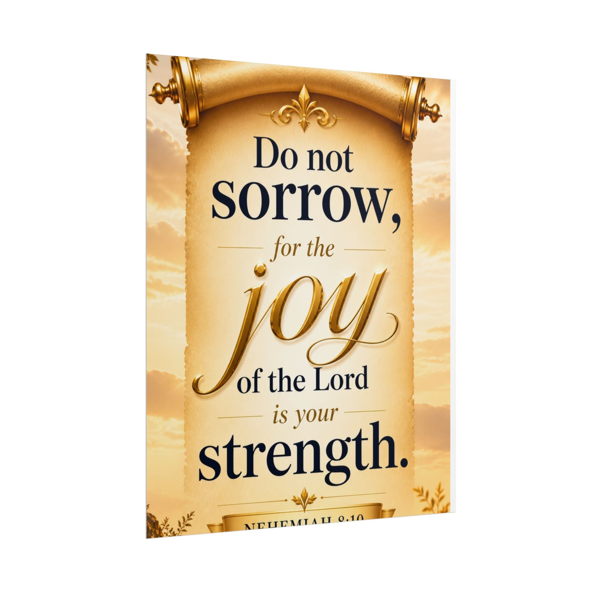 Religious Poster - "Do Not Sorrow, for the Joy of the Lord is Your Strength" (Nehemiah 8:10) rolled poster