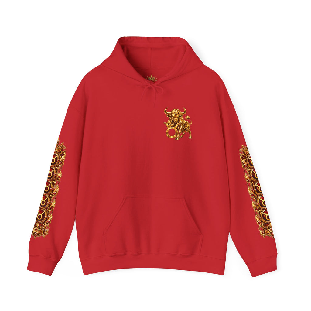 Taurus King Hip-Hop Hoodie — Bold Red Zodiac Graphic Pullover for Astrology Lovers