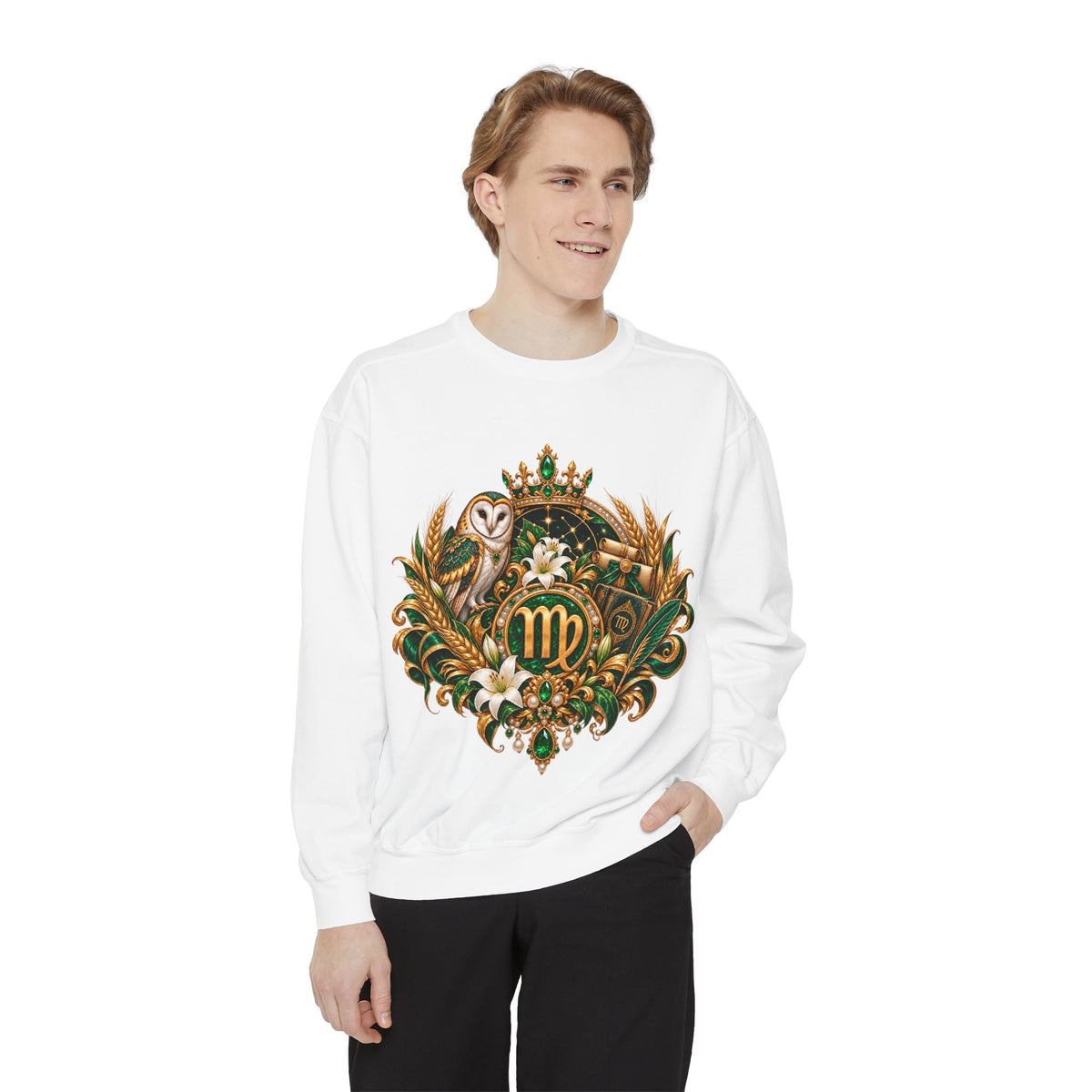 Virgo Sweatshirt — Zodiac Owl Virgo Symbol Crewneck