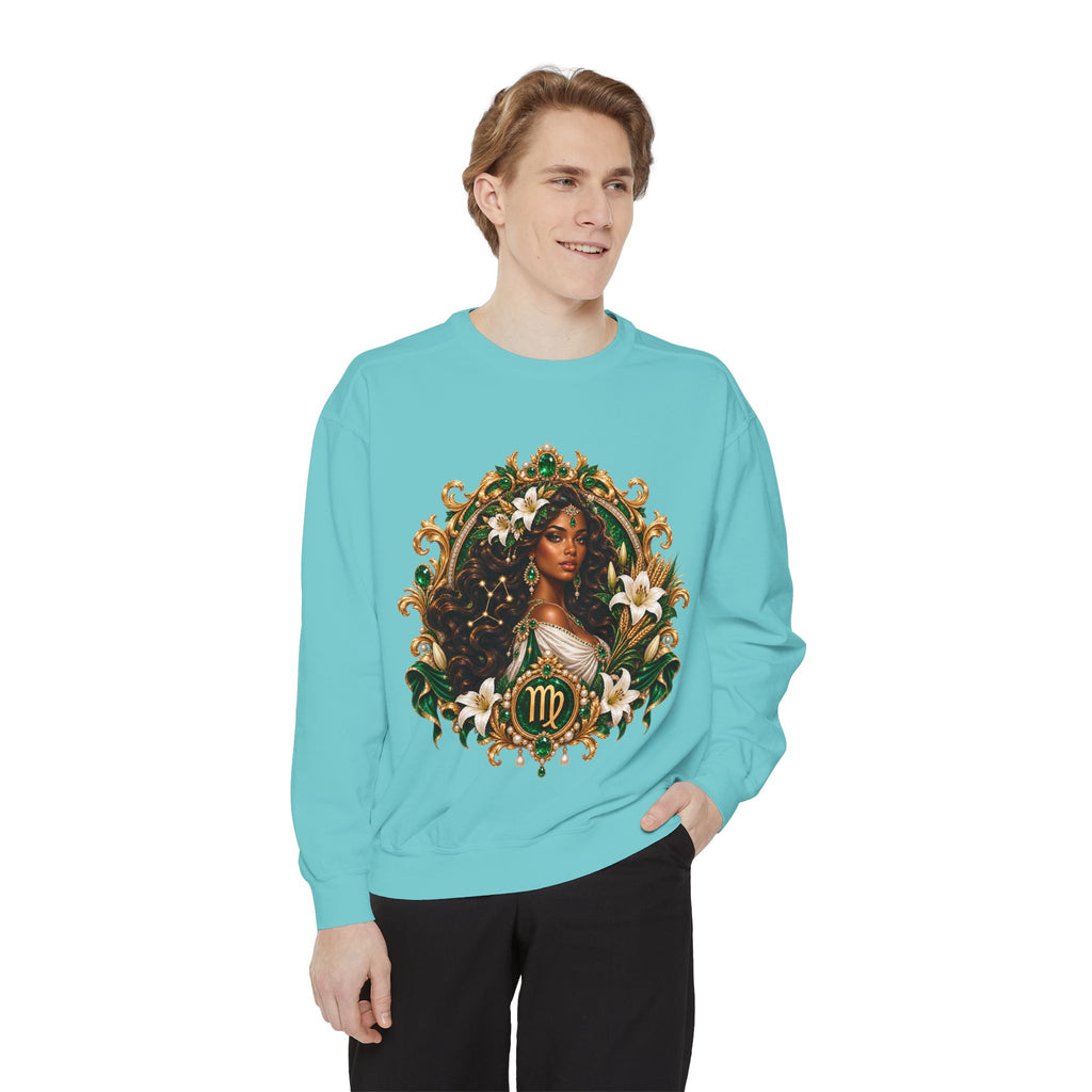 Virgo Zodiac Sweatshirt — Virgo Goddess & Owl Astrology Crewneck