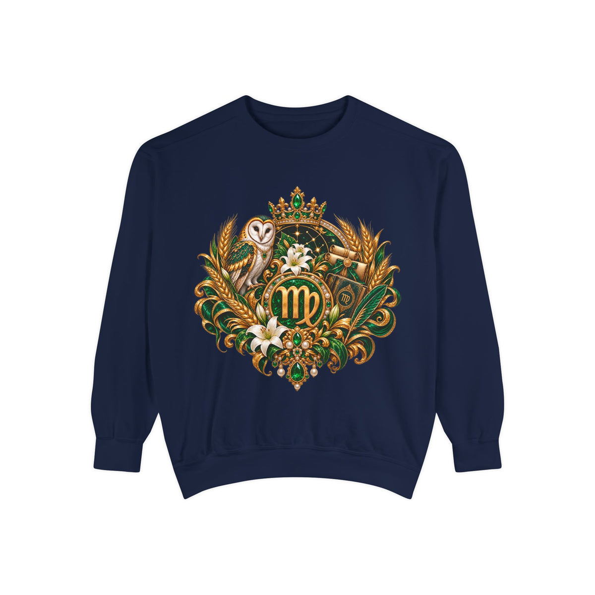 Virgo Sweatshirt — Zodiac Owl Virgo Symbol Crewneck