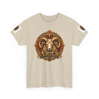 Aries Zodiac T‑Shirt — Mythic Ram Astrology Tee with 'ARIES' Emblem