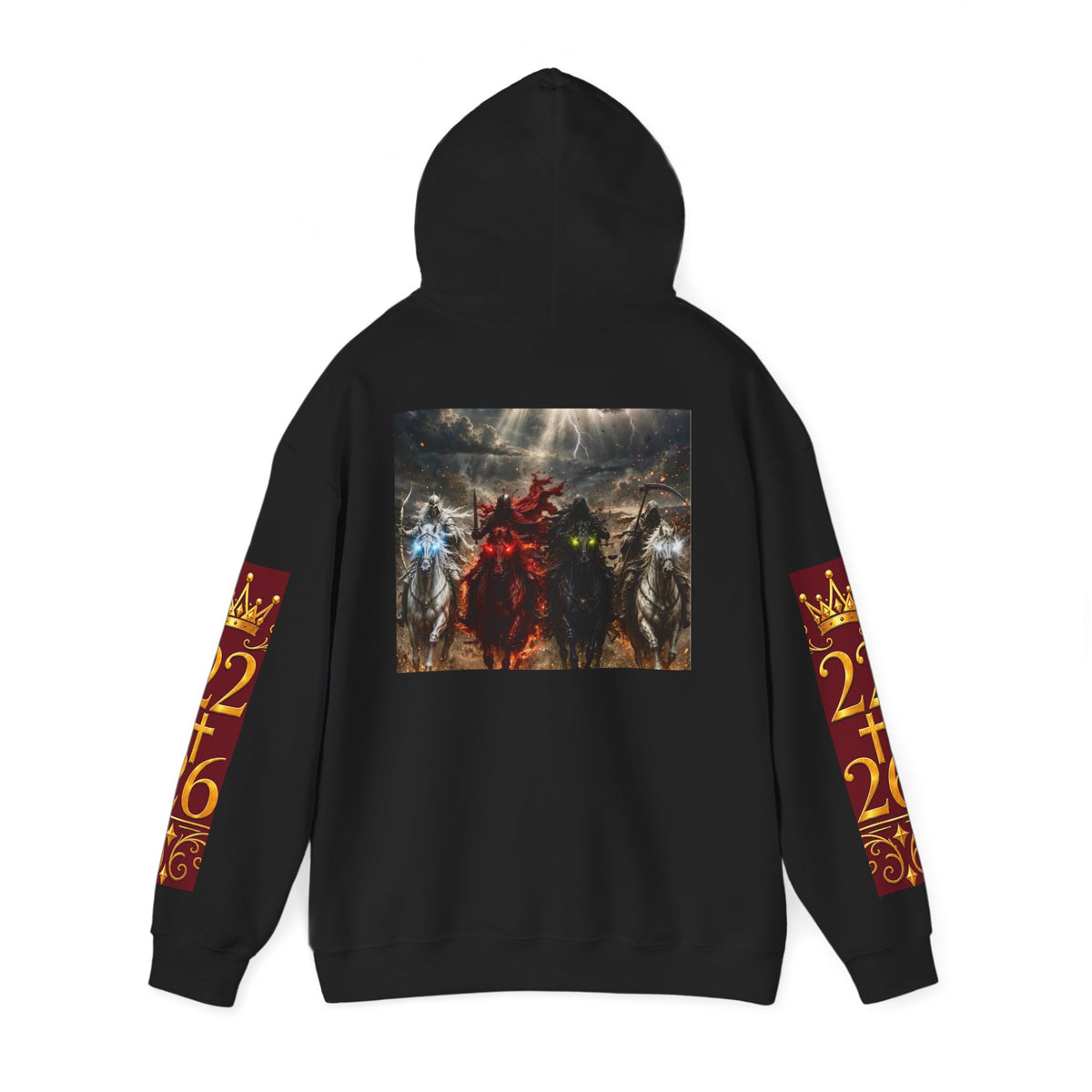 Revelation 6 Four Horsemen Hoodie — Biblical Apocalyptic Graphic Sweatshirt