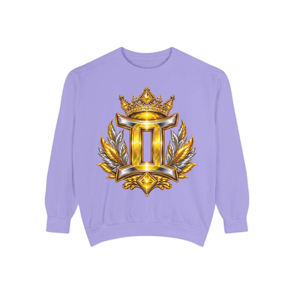 Gemini Zodiac Sweatshirt — Ornate Gold & Blue Gemini Crest