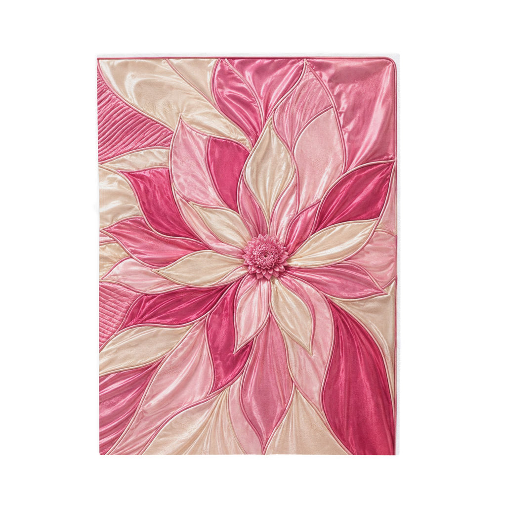 Plush Velveteen Blanket — Pink Floral Petal Design, Soft Cozy Throw