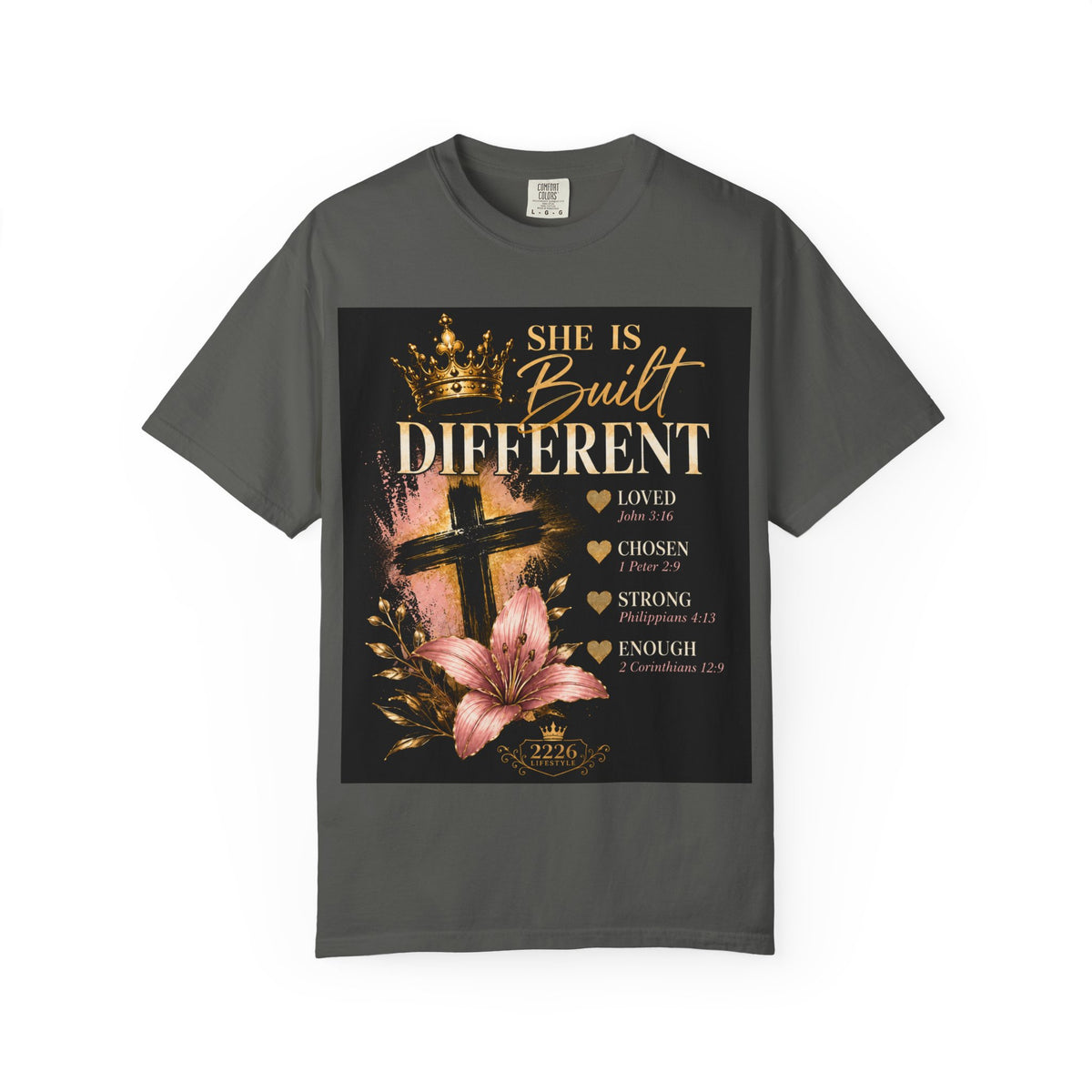 Christian Inspirational T-Shirt — "She Is Built Different / Built Right"