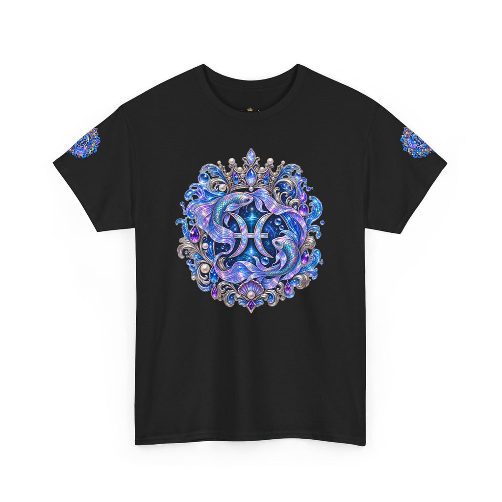 Pisces Mermaid T‑Shirt — Zodiac Art Tee with Night Sea Illustration