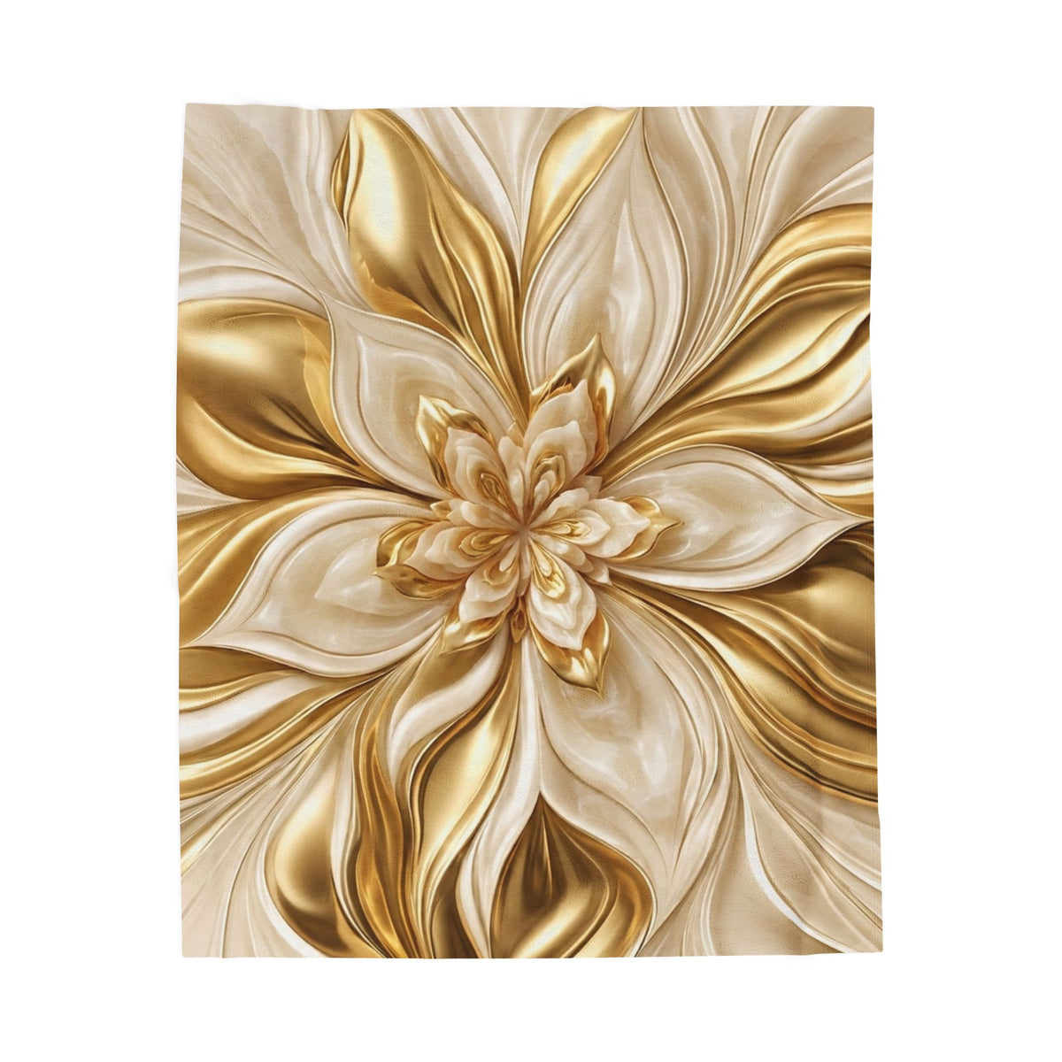 Golden Floral Velveteen Plush Blanket — Luxurious Soft Throw for Home, Gifts & Holidays