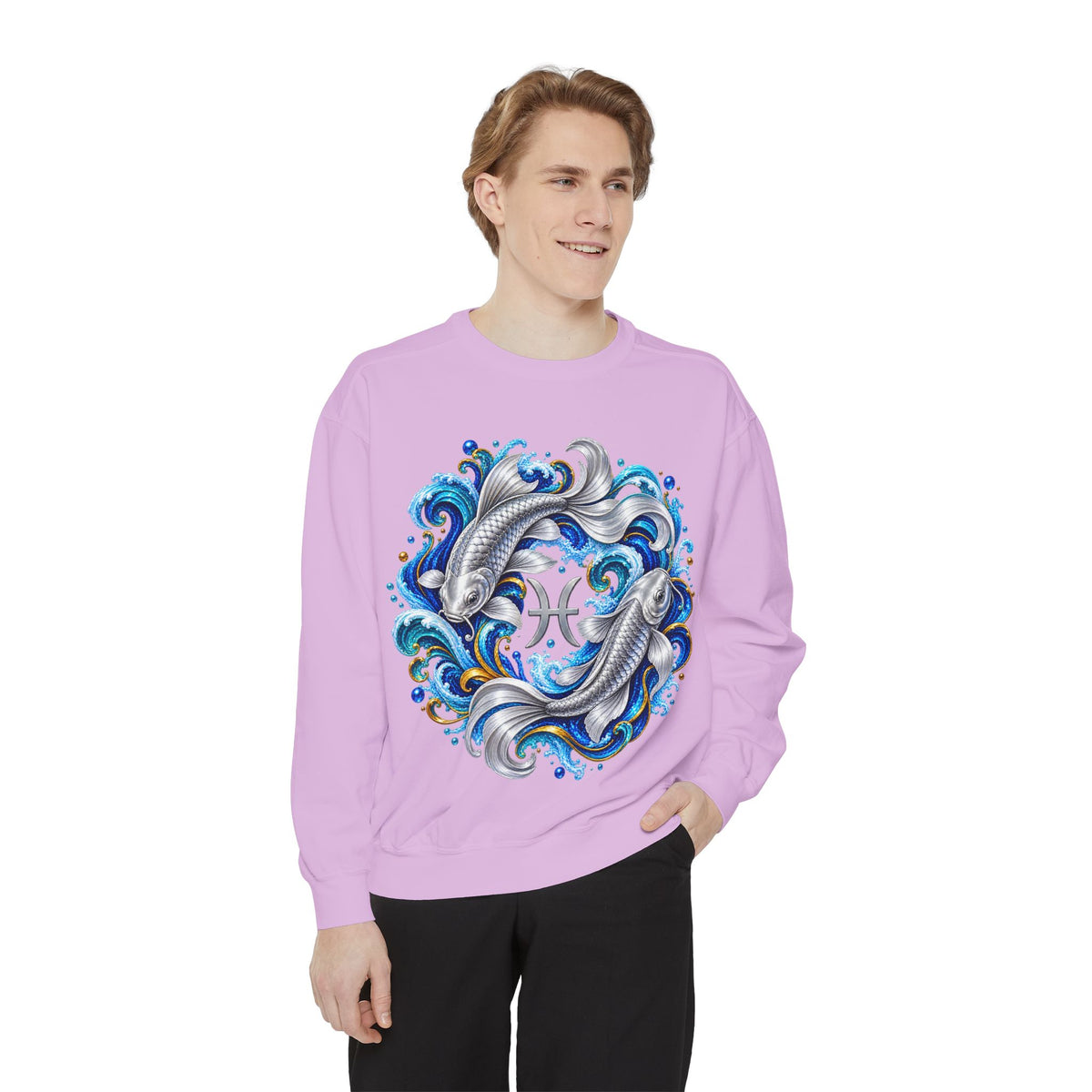Pisces Zodiac Sweatshirt – Artistic Koi Fish Horoscope Pullover