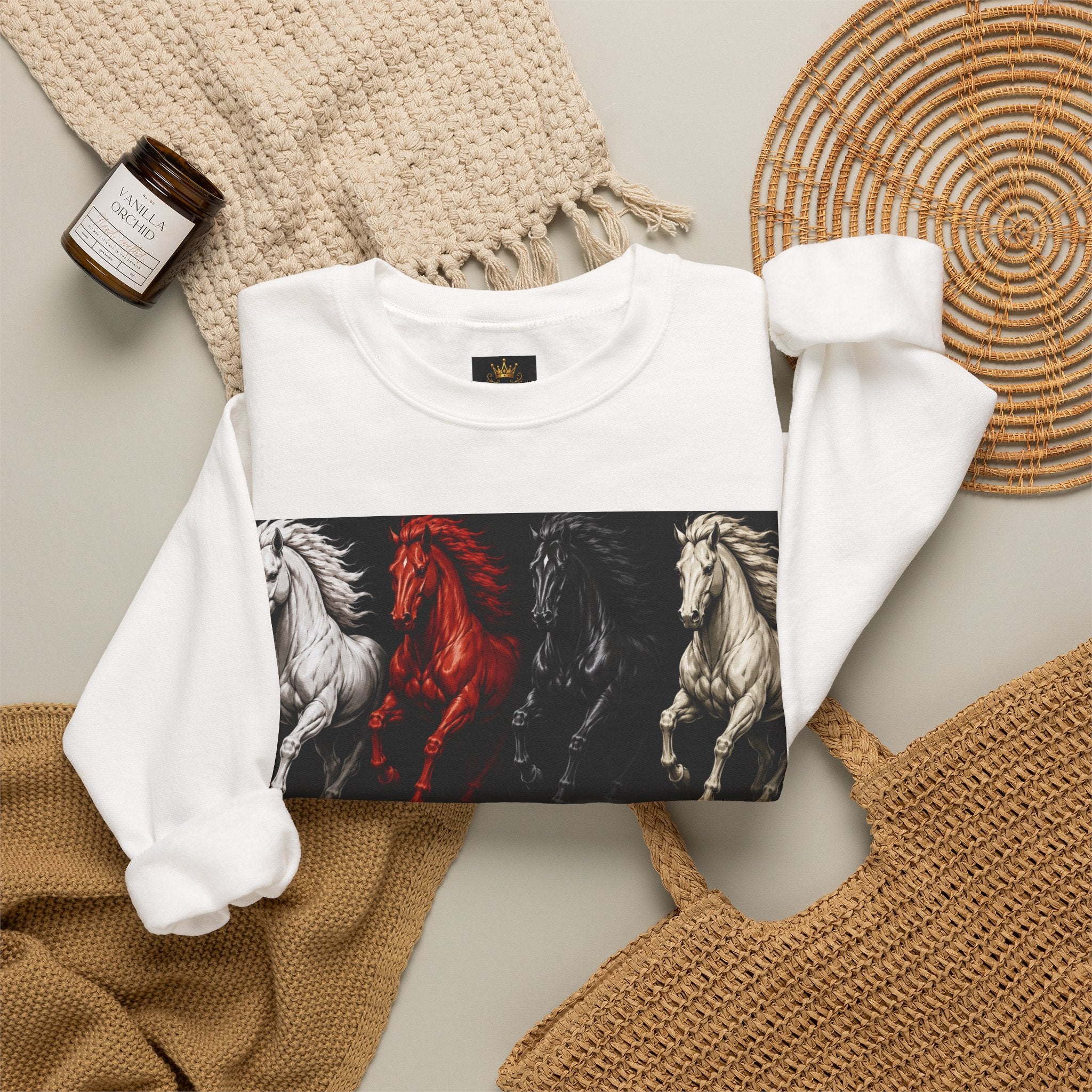 Revelation 6 Apocalypse Crewneck Sweatshirt — Four Horsemen Graphic